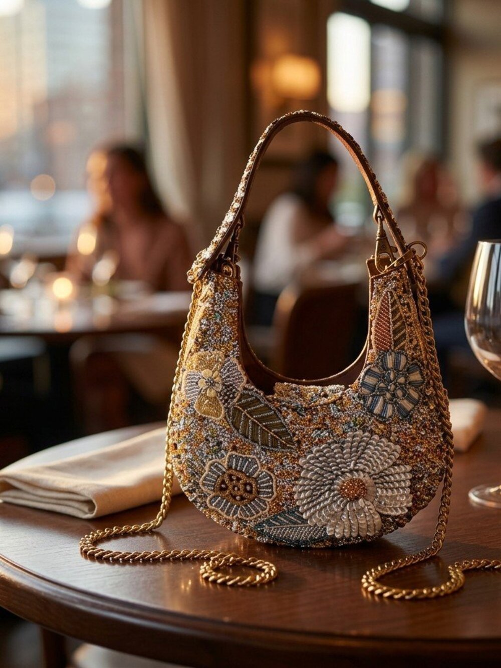 America & Beyond Golden Hour mini beaded and Sequin Crossbody